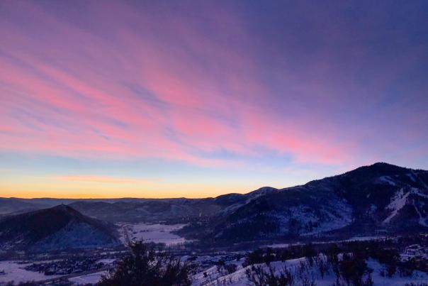 Colorful sunrise over mountains