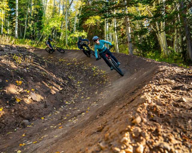 Friends mountain biking