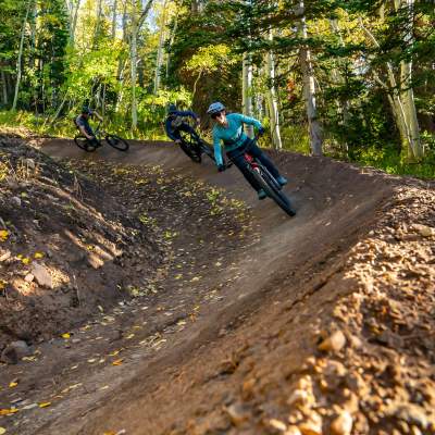 Friends mountain biking