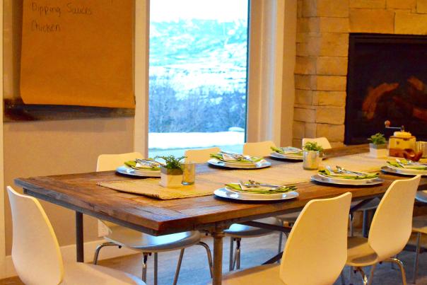 a beautiful table setting with stunning views of the mountains