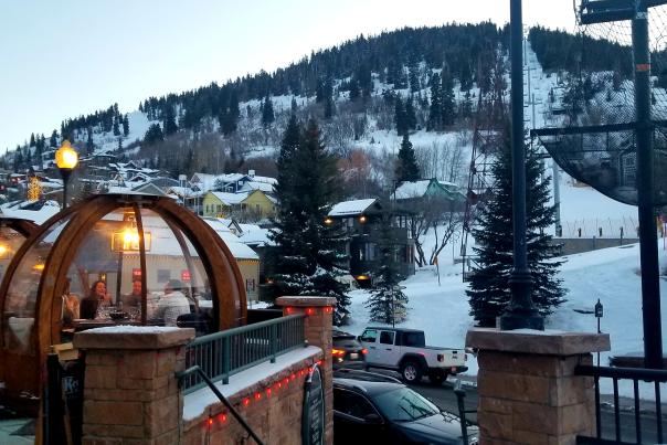 Large Alpine Globes for dining outside in winter.