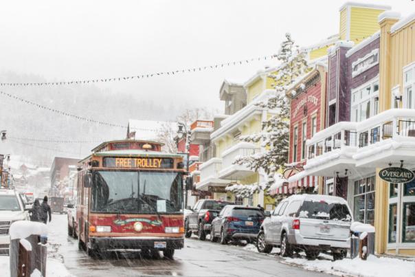 Free Trolley on Historic Main Street in Park City, Utah