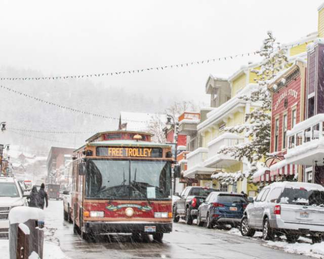 Free Trolley on Historic Main Street in Park City, Utah