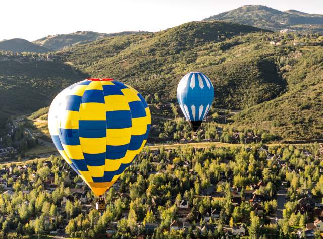 Two Hot Air Balloons in the Fall