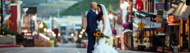 Bride and Groom on Historic Main Street