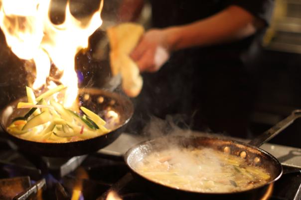 Cooking in a Restaurant Kitchen