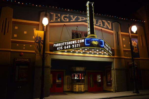 Exterior of Egyptian theater at night