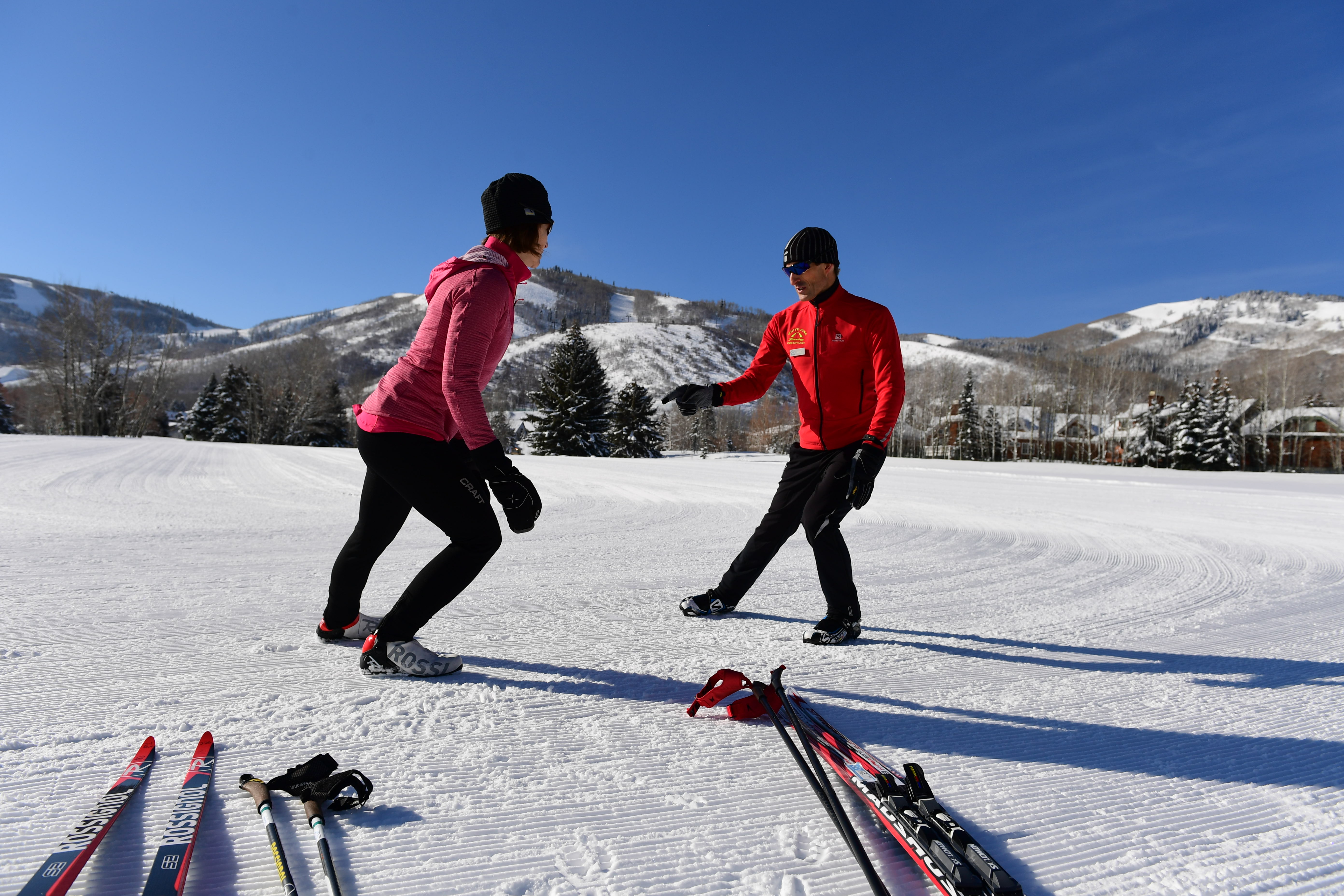 A coach showing student proper leg movements