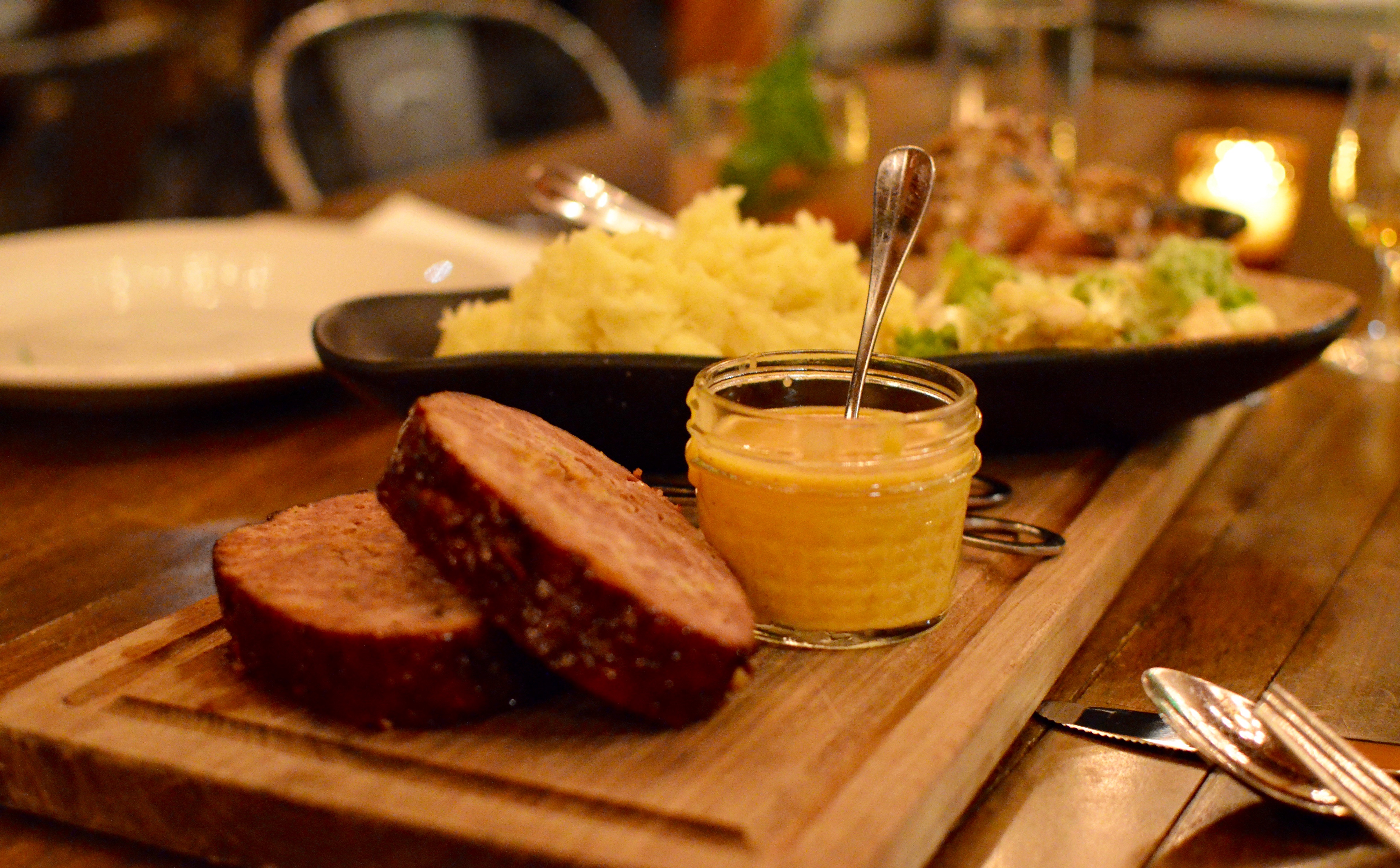 meatloaf on a wooden plate