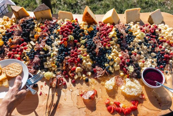 A charcuterie platter on table at the 100 Mile Meal event in Park City, UT