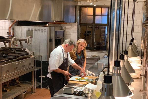 Chef John Murcko and Host Locke Huhges in the kitchen