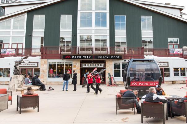 People enjoying an afternoon at Legacy Plaza at Park City Mountain