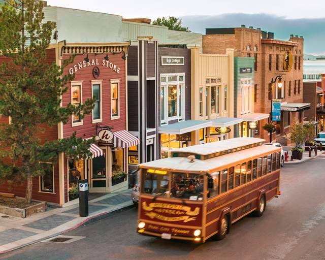 Trolly driving up main street