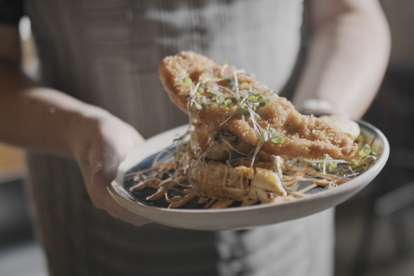 Chicken and Waffles on a plate