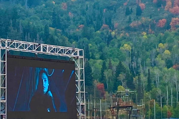 Drive in Movie screen at the Utah Olympic Park